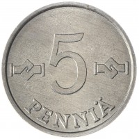 Монета Финляндия 5 пенни 1981