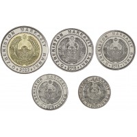 Узбекистан набор 5 монет 50, 100, 200, 500 и 1000 сум 2018-2022