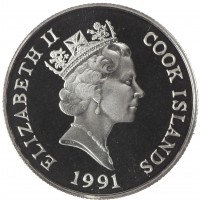 Монета Острова Кука 5 долларов 1991 Чемпионат мира по футболу 1994