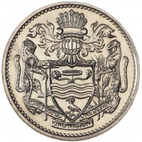 Монета Гайана 25 центов 1990