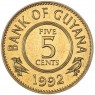 Гайана 5 центов 1992
