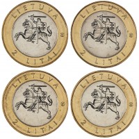 Литва набор 4 монеты 2 лита 2012 Курорты Литвы - Бирштонас, Друскининкай, Неринга и Паланга