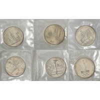 Набор 6 монет 1 рубль 1977-1980 Олимпиада-80 в запайках