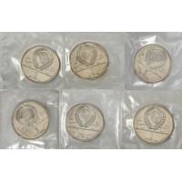 Набор 6 монет 1 рубль 1977-1980 Олимпиада-80 в запайках