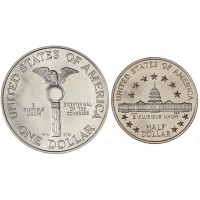США набор 2 монеты 50 центов и 1 доллар 1989 200 лет Конгрессу