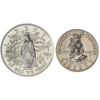 США набор 2 монеты 50 центов и 1 доллар 1989 200 лет Конгрессу