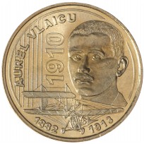 Монета Румыния 50 бань 2010 100 лет первому полету Аурела Влайка