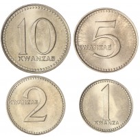 Ангола набор 4 монеты 1, 2, 5 и 10 кванзы 1975