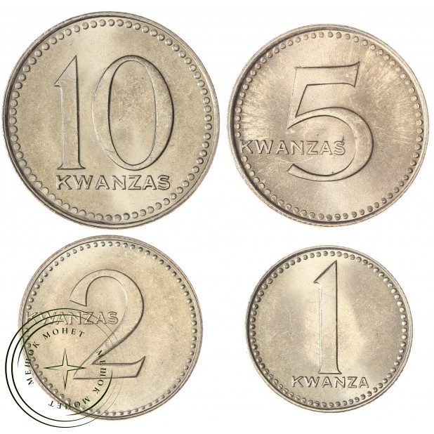 Ангола набор 4 монеты 1, 2, 5 и 10 кванзы 1975
