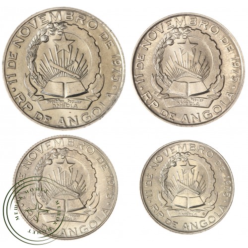 Ангола набор 4 монеты 1, 2, 5 и 10 кванзы 1975