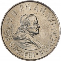 Монета Ватикан 50 лир 1999