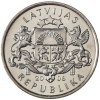 Монета Латвия 1 лат 2006 Шишка