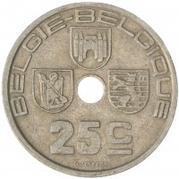 Бельгия 25 сантимов 1938