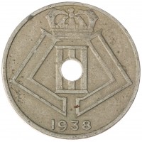 Монета Бельгия 25 сантимов 1938