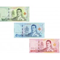 Таиланд набор 3 банкноты 20, 50 и 100 бат 2018