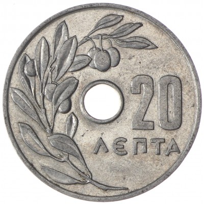 Монета Греция 20 лепт 1966