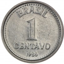 Монета Бразилия 1 сентаво 1986