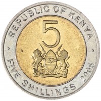 Монета Кения 5 шиллингов 2005
