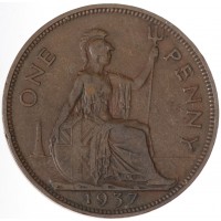 Монета Великобритания 1 пенни 1937