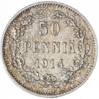 Монета Финляндия 50 пенни 1914