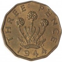Монета Великобритания 3 пенса 1944