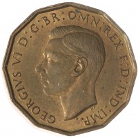 Монета Великобритания 3 пенса 1944