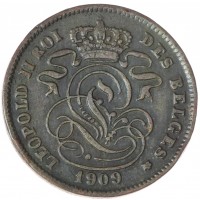 Монета Бельгия 2 сантима 1909
