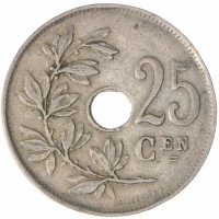 Монета Бельгия 25 сантимов 1921