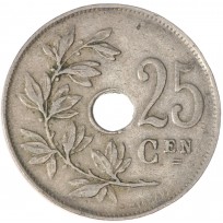 Монета Бельгия 25 сантимов 1921