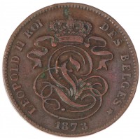 Монета Бельгия 2 сантима 1873