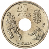 Монета Испания 25 песет 1999 Наварра