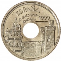 Монета Испания 25 песет 1999 Наварра