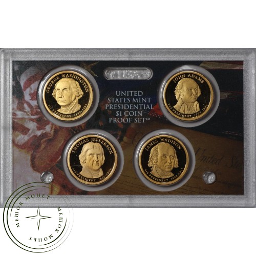 США набор 4 монеты 1 доллар 2007 Президенты США PROOF — 937037566