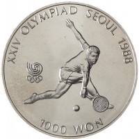 Южная Корея 1000 вон 1987 XXIV летние Олимпийские Игры в Сеуле 1988 - Теннис
