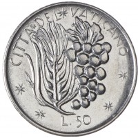 Монета Ватикан 50 лир 1977