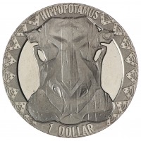Монета Сьерра-Леоне 1 доллар 2022 Дикая пятерка - Гиппопотам