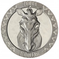 Монета Сьерра-Леоне 1 доллар 2022 Дикая пятерка - Зебра