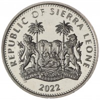 Монета Сьерра-Леоне 1 доллар 2022 Дикая пятерка - Бабуин