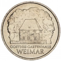 Монета ГДР 5 марок 1982 150 лет со дня смерти Иоганна Вольфганга фон Гёте