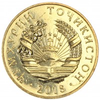 Монета Таджикистан 10 дирам 2018