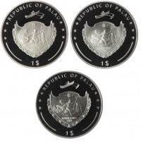 Палау набор 3 монеты 1 доллар 2009 Дикая природа Тихого океана