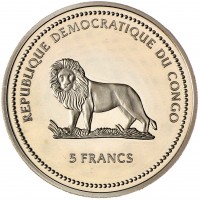 Монета Конго - ДРК 5 франков 2002 Защита дикой природы - Коричневая бабочка