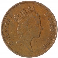 Монета Великобритания 2 пенса 1988