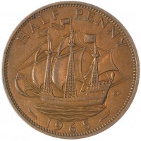 Великобритания 1/2 пенни 1965