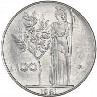 Монета Италия 100 лир 1981