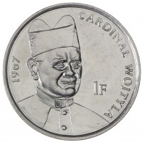 Конго - ДРК 1 франк 2004 25 лет правления Иоанна Павла II