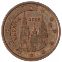 Монета Испания 5 евроцентов 2005