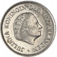 Монета Нидерланды 25 центов 1975