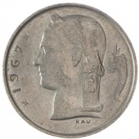 Монета Бельгия 1 франк 1967
