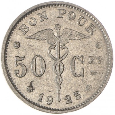 Монета Бельгия 50 сантимов 1923